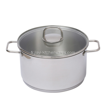 Casserole domestique en acier inoxydable 18/10 avec couvercles en verre